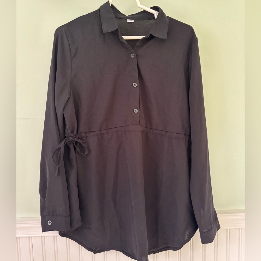 Black Women's Button Down Top